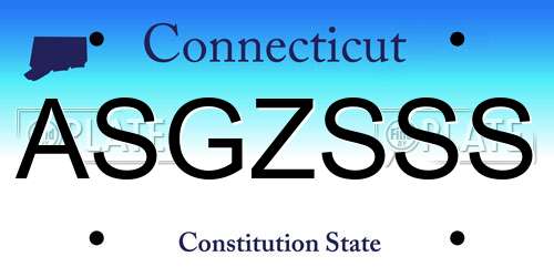 ASGZSSS Connecticut License Plate