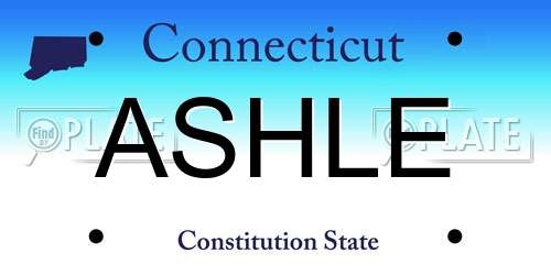 ASHLE Connecticut License Plate