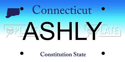 ASHLY Connecticut License Plate