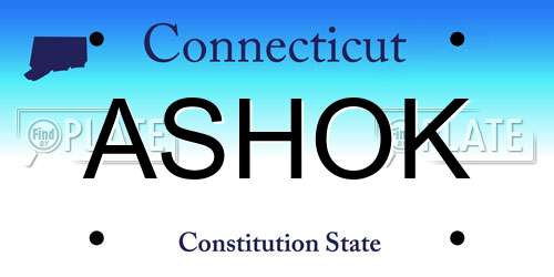 ASHOK Connecticut License Plate