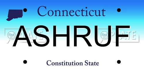 ASHRUF Connecticut License Plate