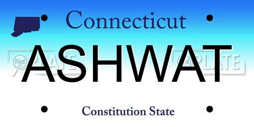 ASHWAT Connecticut License Plate