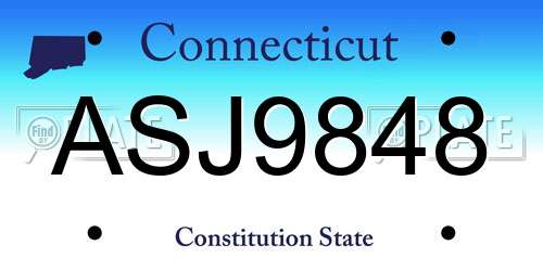 ASJ9848 Connecticut License Plate