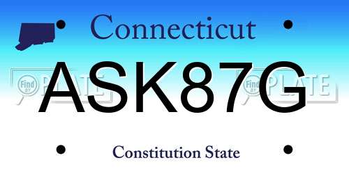 ASK87G Connecticut License Plate