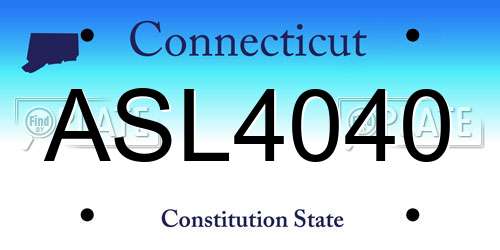 ASL4040 Connecticut License Plate