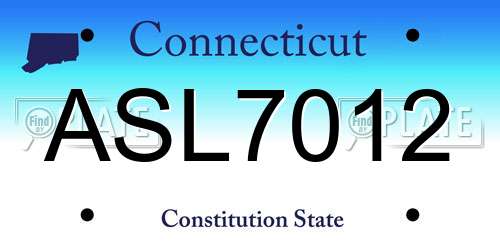 ASL7012 Connecticut License Plate