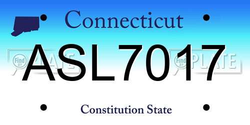 ASL7017 Connecticut License Plate