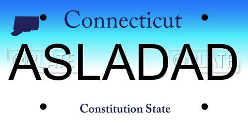 ASLADAD Connecticut License Plate