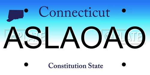 ASLAOAO Connecticut License Plate