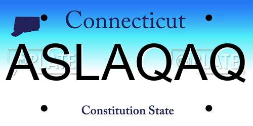 ASLAQAQ Connecticut License Plate