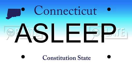 ASLEEP Connecticut License Plate
