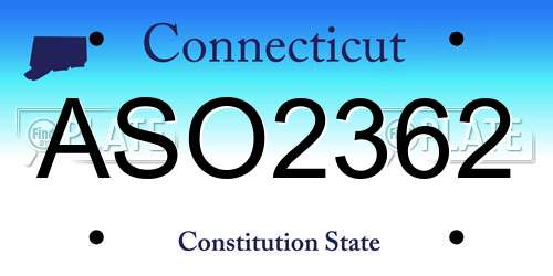 ASO2362 Connecticut License Plate