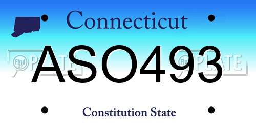 ASO493 Connecticut License Plate