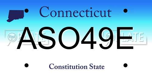 ASO49E Connecticut License Plate