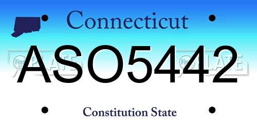 ASO5442 Connecticut License Plate