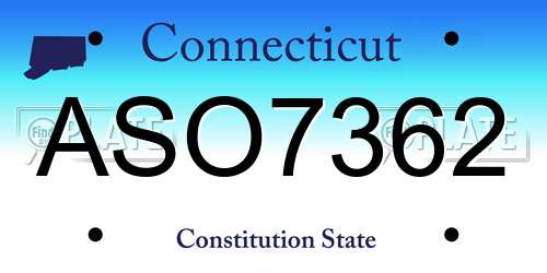 ASO7362 Connecticut License Plate