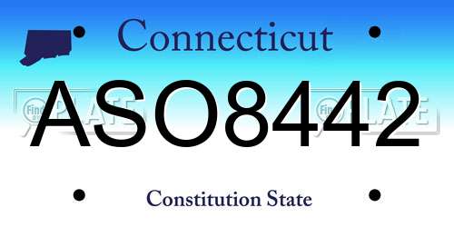 ASO8442 Connecticut License Plate