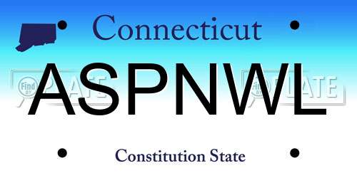 ASPNWL Connecticut License Plate