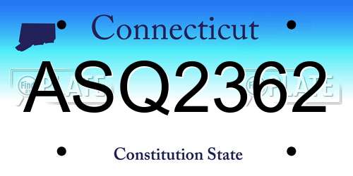 ASQ2362 Connecticut License Plate