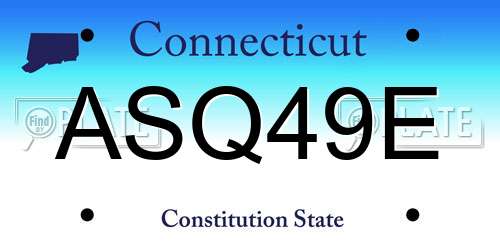 ASQ49E Connecticut License Plate