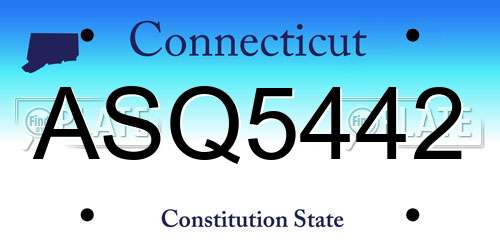 ASQ5442 Connecticut License Plate