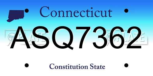 ASQ7362 Connecticut License Plate