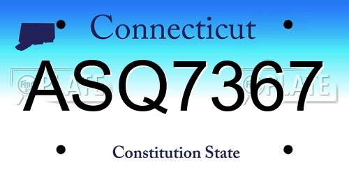 ASQ7367 Connecticut License Plate
