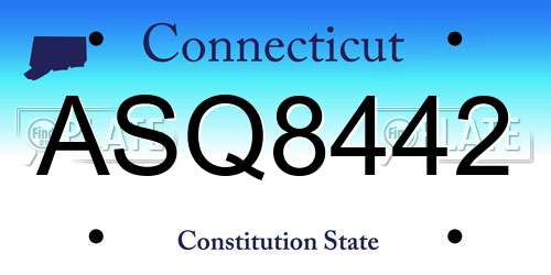 ASQ8442 Connecticut License Plate