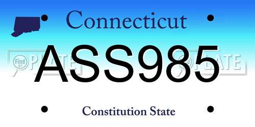ASS985 Connecticut License Plate