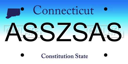 ASSZSAS Connecticut License Plate