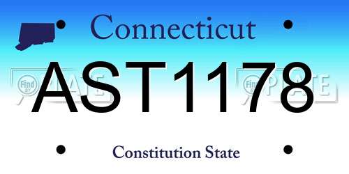 AST1178 Connecticut License Plate
