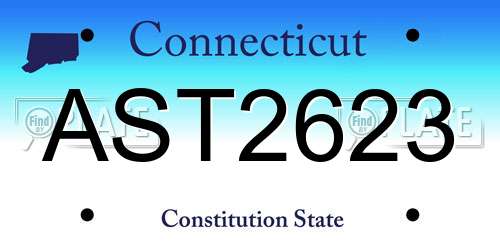 AST2623 Connecticut License Plate