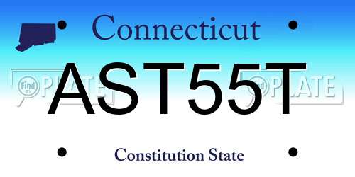AST55T Connecticut License Plate