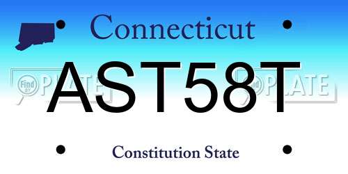 AST58T Connecticut License Plate