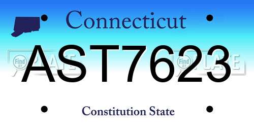 AST7623 Connecticut License Plate