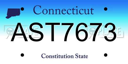 AST7673 Connecticut License Plate