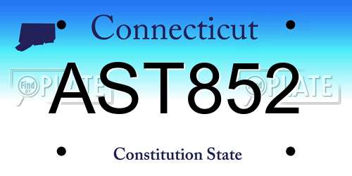 AST852 Connecticut License Plate