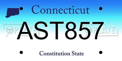 AST857 Connecticut License Plate