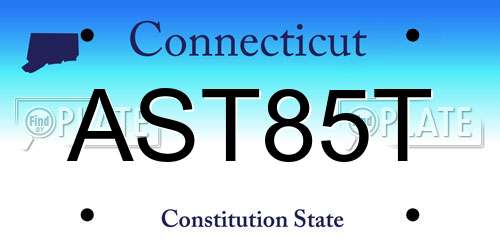AST85T Connecticut License Plate
