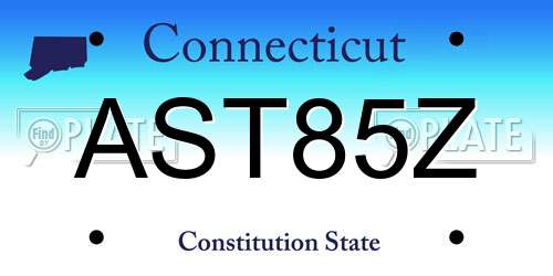 AST85Z Connecticut License Plate