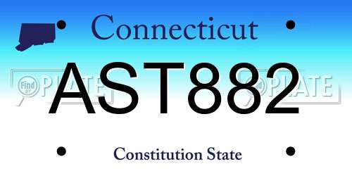 AST882 Connecticut License Plate
