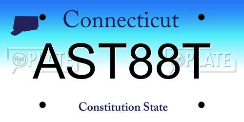 AST88T Connecticut License Plate