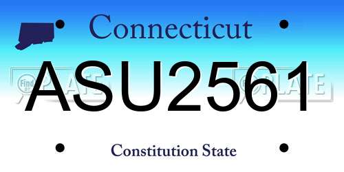 ASU2561 Connecticut License Plate