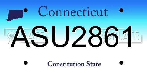 ASU2861 Connecticut License Plate