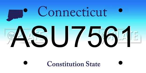 ASU7561 Connecticut License Plate