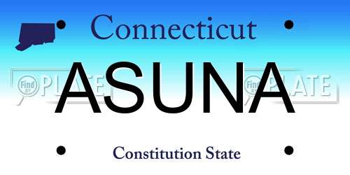 ASUNA Connecticut License Plate