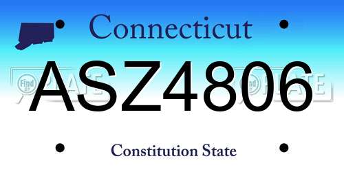 ASZ4806 Connecticut License Plate