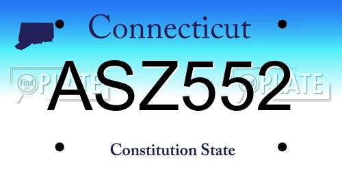ASZ552 Connecticut License Plate