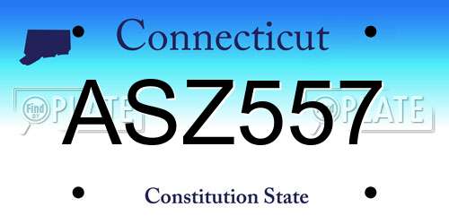ASZ557 Connecticut License Plate