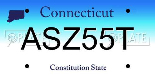 ASZ55T Connecticut License Plate